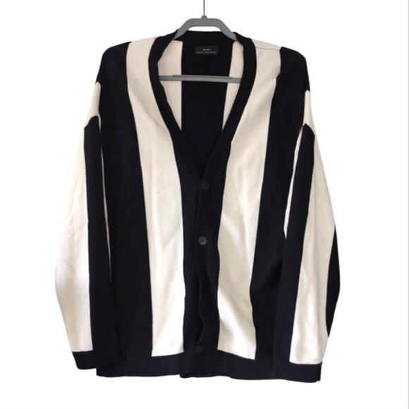 Zara Retro Grandpa Oversized Striped Librarian Preppy Old Money Cardigan M - Picture 1 of 6